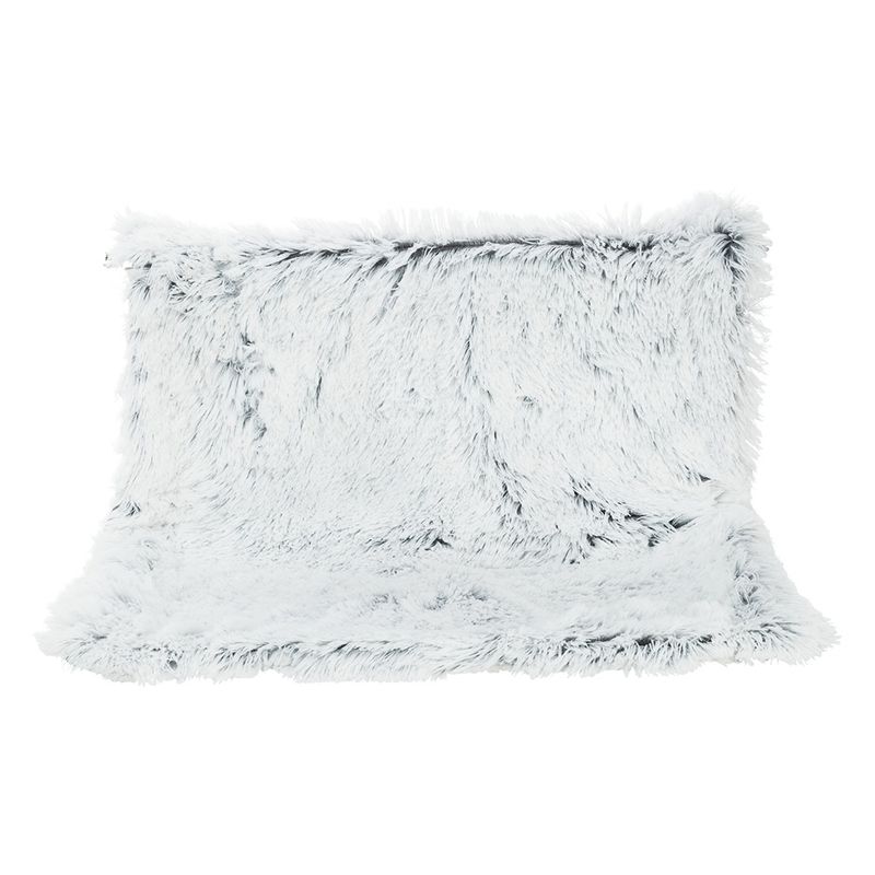 Soft, rectangular cushion with fluffy faux fur in light grey.