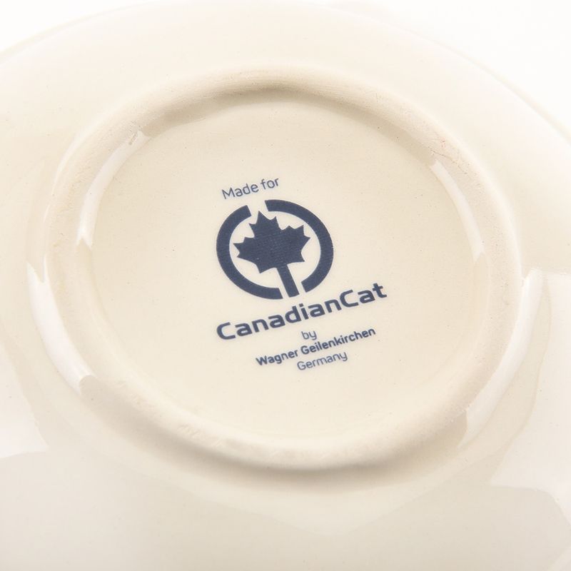 Made for CanadianCat by Wagner Geilenkirchen Germany. Logo with maple leaf and lettering on ceramic base.