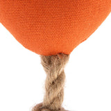 Toy made of orange fabric with a natural fibre rope, suitable for pets.