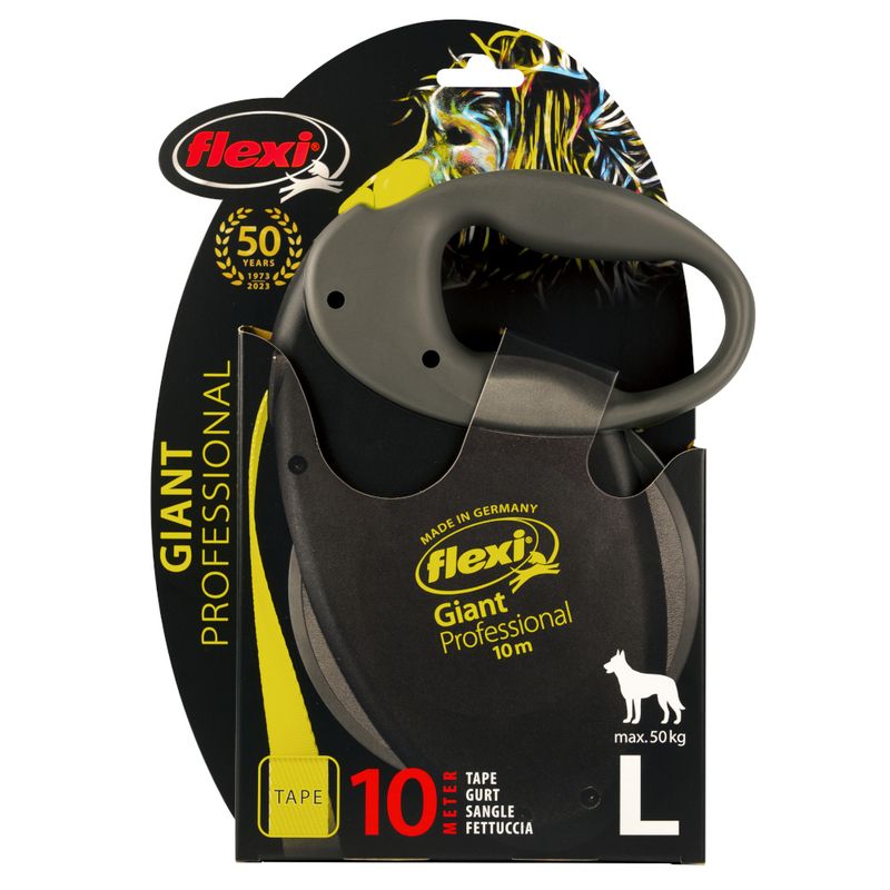 Flexi Giant Professional dog lead, 10 metre tape, size L, suitable for dogs up to max. 50 kg, Made in Germany, 50 years anniversary edition.