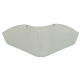 Transparent plastic guard with cords for fastening, suitable for the neck area.