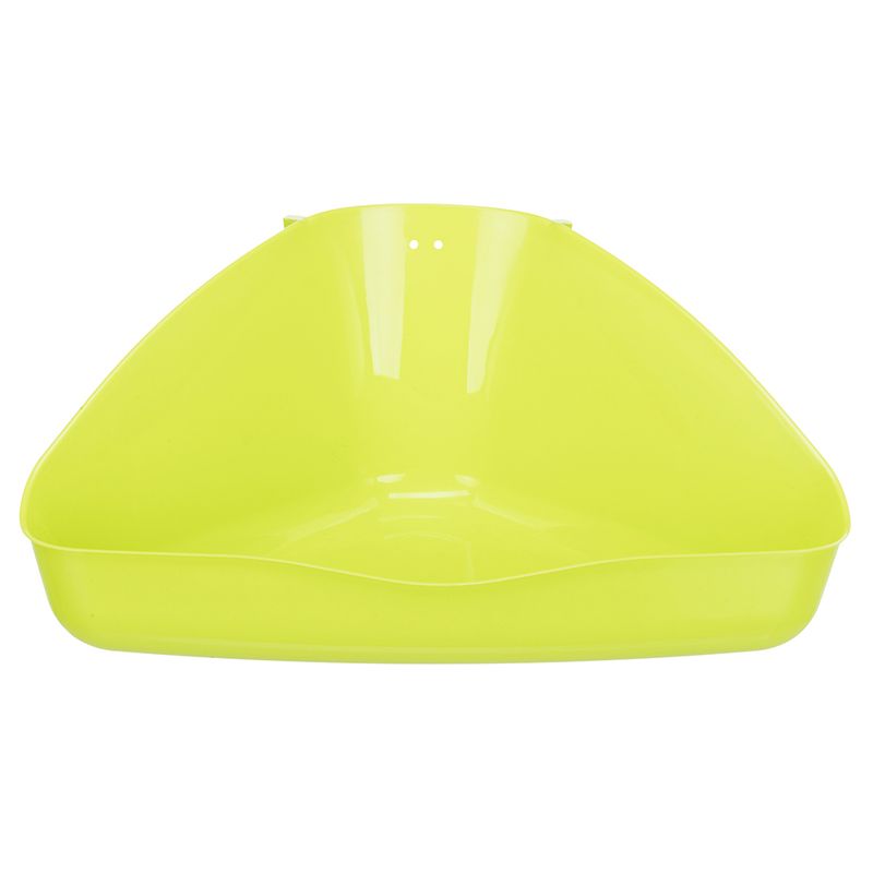 Triangular yellow plastic bowl, suitable for corner placement.