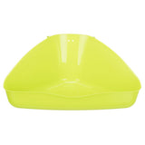Triangular yellow plastic bowl, suitable for corner placement.
