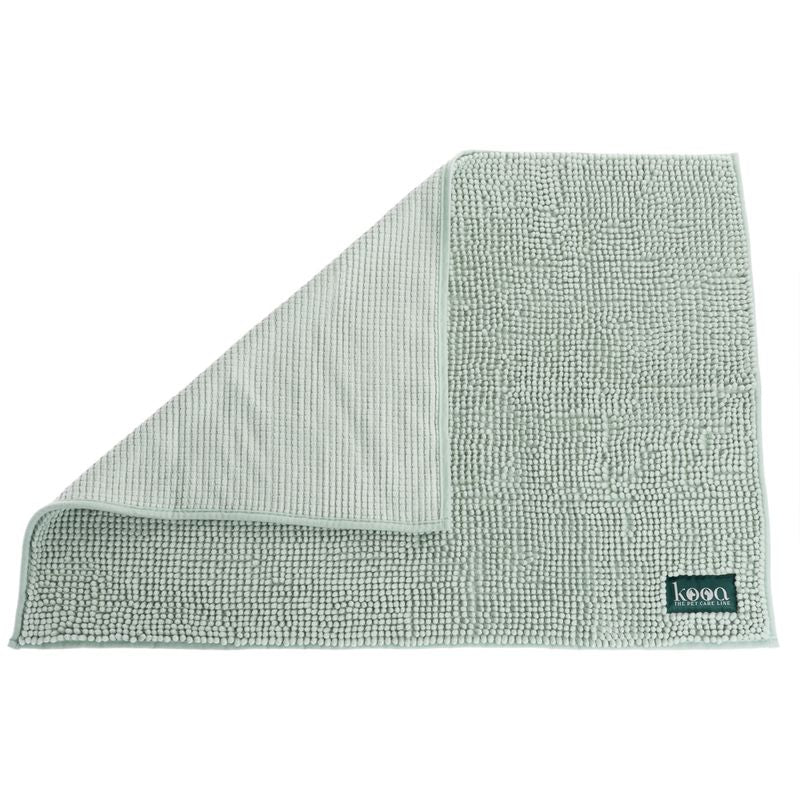 kooa microfibre towel in light green with textured surface and logo print. Suitable for pet care.