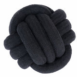 Black round braided fabric knot toy.