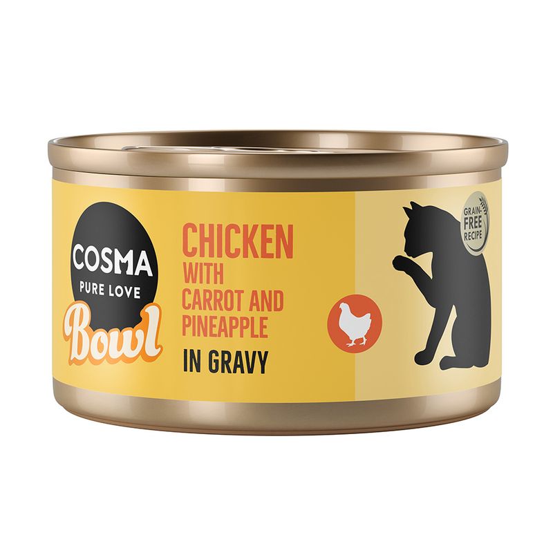 Cosma Pure Love Bowl, chicken with carrot and pineapple in sauce, grain-free recipe.