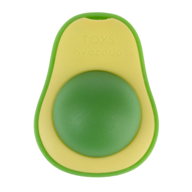 Toy in the shape of an avocado with a yellow border and green core. Inscription: 'Toys avocado'.
