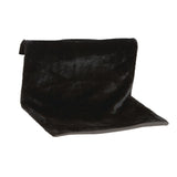 Black, soft plush material, rectangular and slightly folded, suitable for pet accessories or padding.