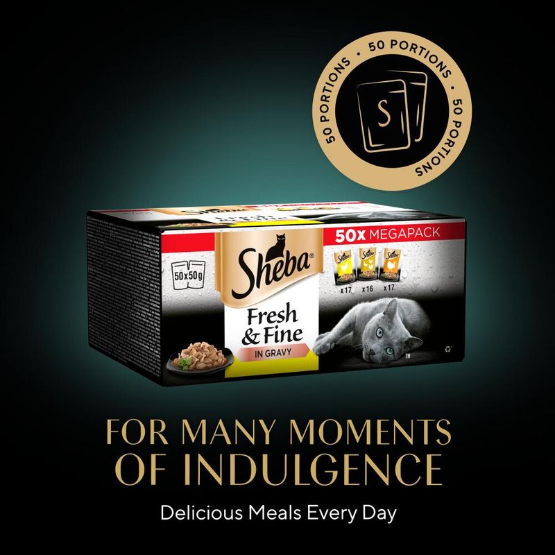 Sheba Fresh & Fine in Gravy Mini Pouches 50 x 50g || Sheba || view 7