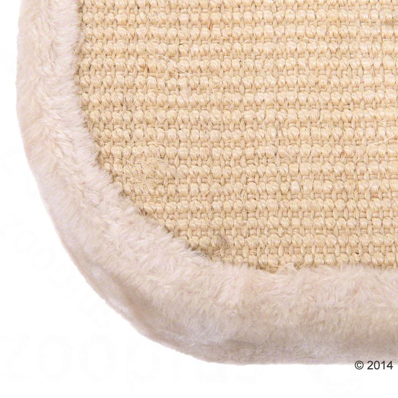 Close-up of beige sisal fabric with a soft, fluffy edge.