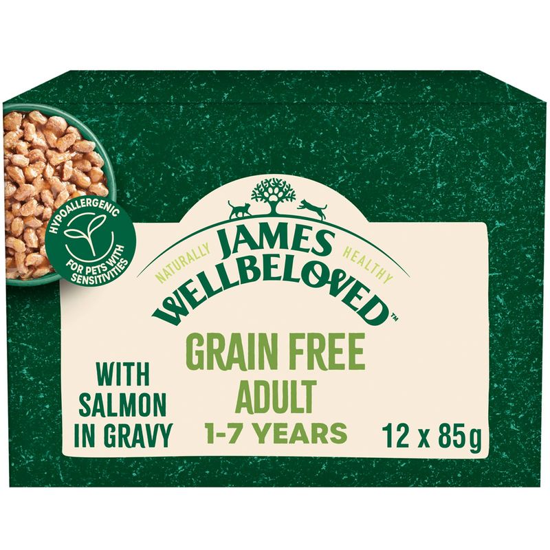 James Wellbeloved Adult Cat Hypoallergenic Pouches - Salmon in Gravy || James Wellbeloved || view 1