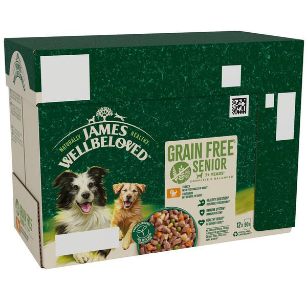 James Wellbeloved Senior Hypoallergenic Grain Free Pouches - Turkey in Gravy || James Wellbeloved || view 1