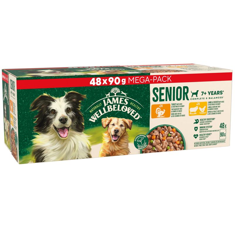 James Wellbeloved Senior Hypoallergenic Pouches - Turkey, Lamb & Chicken in Gravy || James Wellbeloved || view 1