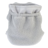 Grey pouch made of soft fleece with mesh top, suitable for transport or storage.