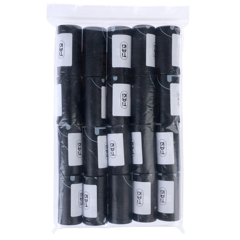 Pack with several black rolls, each with a white label and the inscription 'Foxy'.