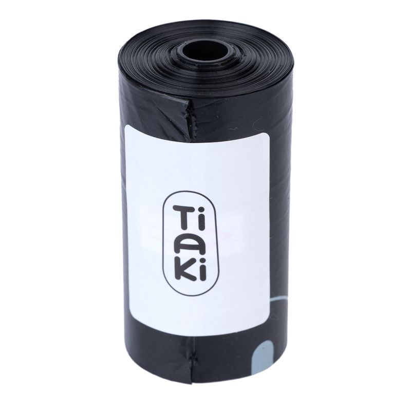 Black roll with Tiaki logo, likely waste bags or dog poop bags.