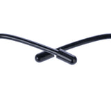 Black flexible plastic rod with rounded ends, suitable for toys or accessories.