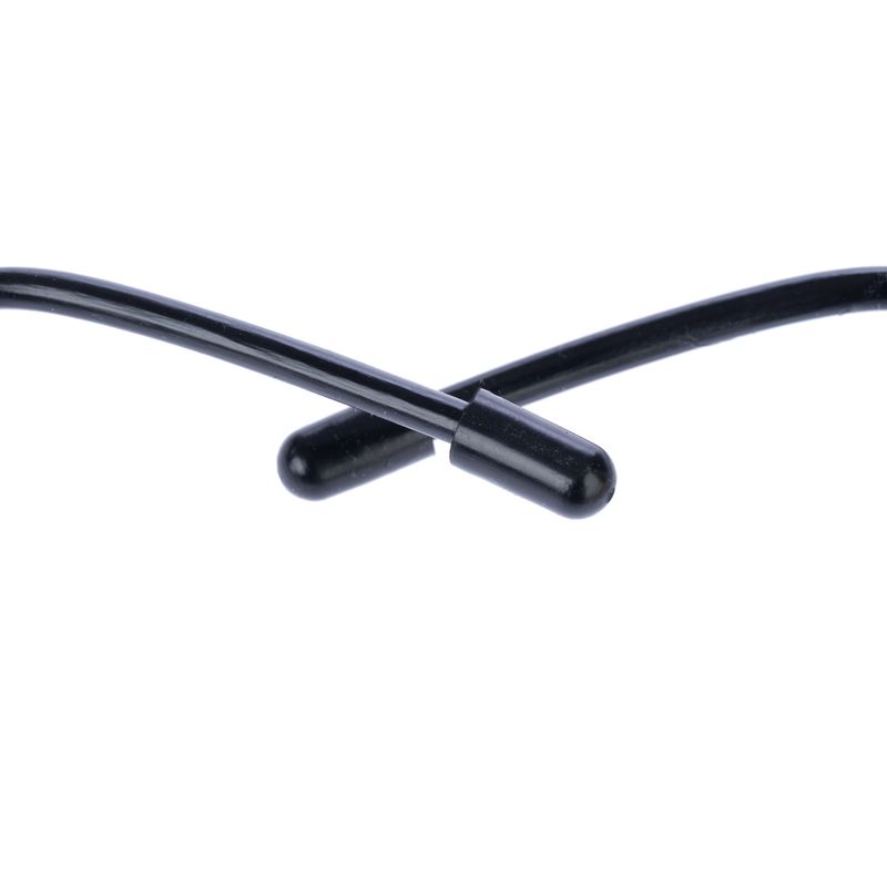 Black flexible plastic rod with rounded ends, suitable for toys or accessories.
