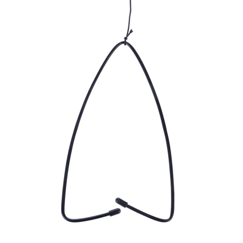 Black wire hanger with plastic ends, suitable for hanging or fastening.