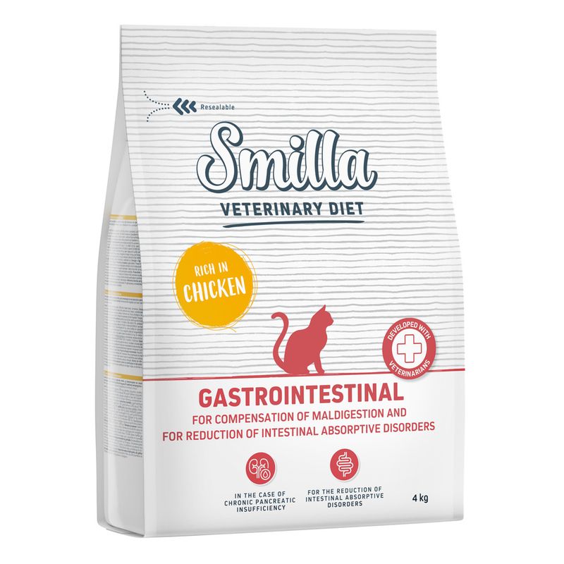 Smilla Veterinary Diet Gastrointestinal, rich in chicken, developed with veterinarians. For chronic pancreatic insufficiency and reduction of intestinal absorption disorders, 4 kg.