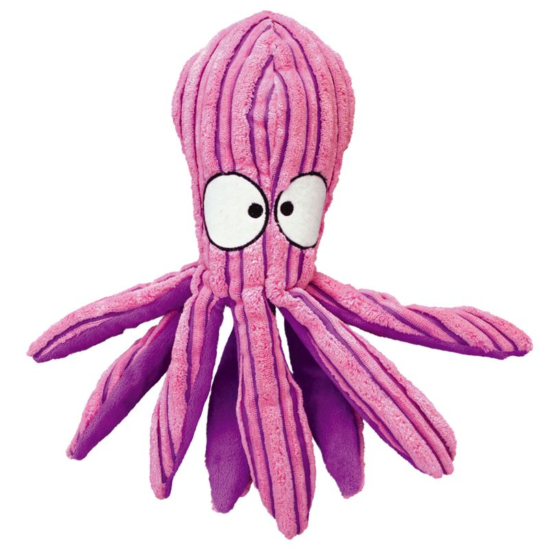 Plush toy shaped like a pink-purple octopus with large white eyes. Suitable for pets to play with.