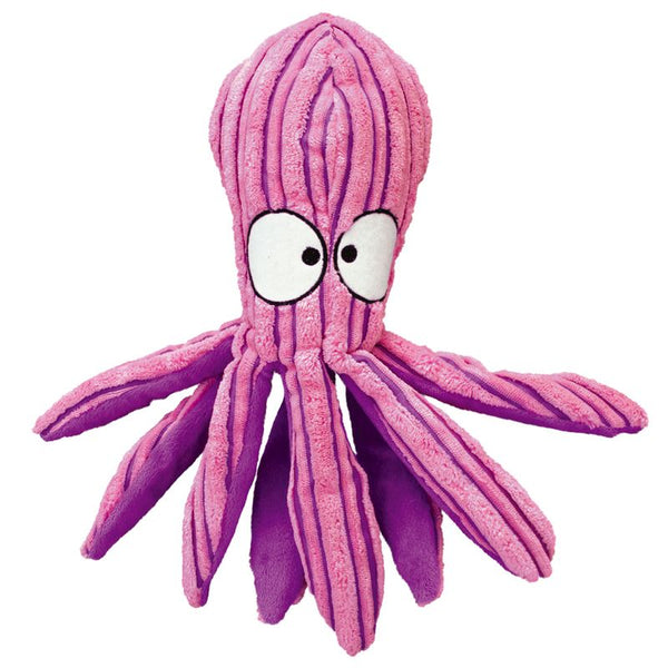 Plush toy shaped like a pink-purple octopus with large white eyes. Suitable for pets to play with.