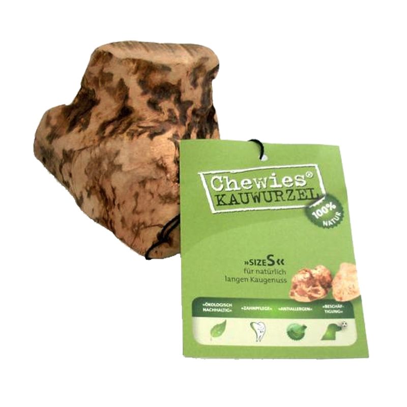 Chewies chewing root size S, 100% natural, for long-lasting chewing. Features: eco-friendly, dental care, hypoallergenic, activity.