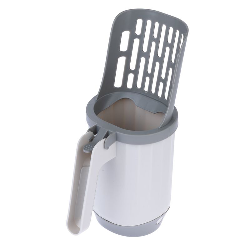 Grey and white container with handle and removable sieve insert, suitable for cleaning or separating materials.