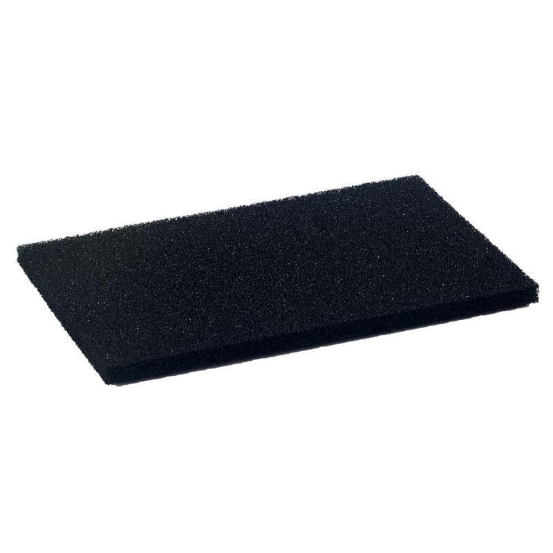 Black rectangular filter foam for aquariums or water filters, flat and fine-pored.