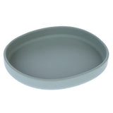 Grey, oval feeding bowl made of plastic without visible brand marking.