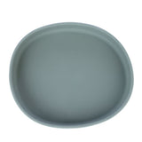 Grey, oval plastic bowl, suitable for food or water.