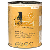 Catz Finefood Classic No. 7, beef & veal, grain-free, no added sugar, no animal testing, made in Germany.