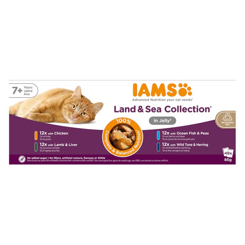IAMS Advanced Nutrition Senior 7+ Land & Sea Collection in Jelly || IAMS || view 1