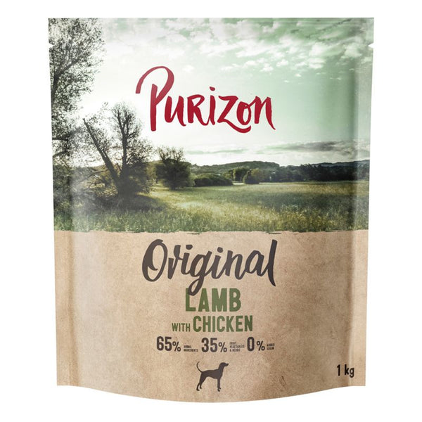 Purizon Original Lamb with Chicken, 65% animal ingredients, 35% fruit, vegetables & herbs, 0% grain, 1 kg pouch.