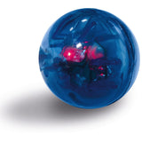 Blue plastic ball with red LED light inside, suitable for interactive play.
