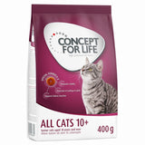 Concept for Life All Cats 10+, dry food for senior cats from 10 years, 400 g, with special formula to support vitality, joints and kidney function.