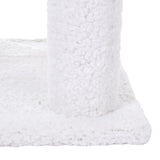 Close-up of white, fluffy fabric material on a square base and a vertical element.