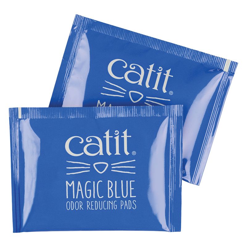 Catit Magic Blue odour-reducing pads, blue packaging with white lettering and logo.