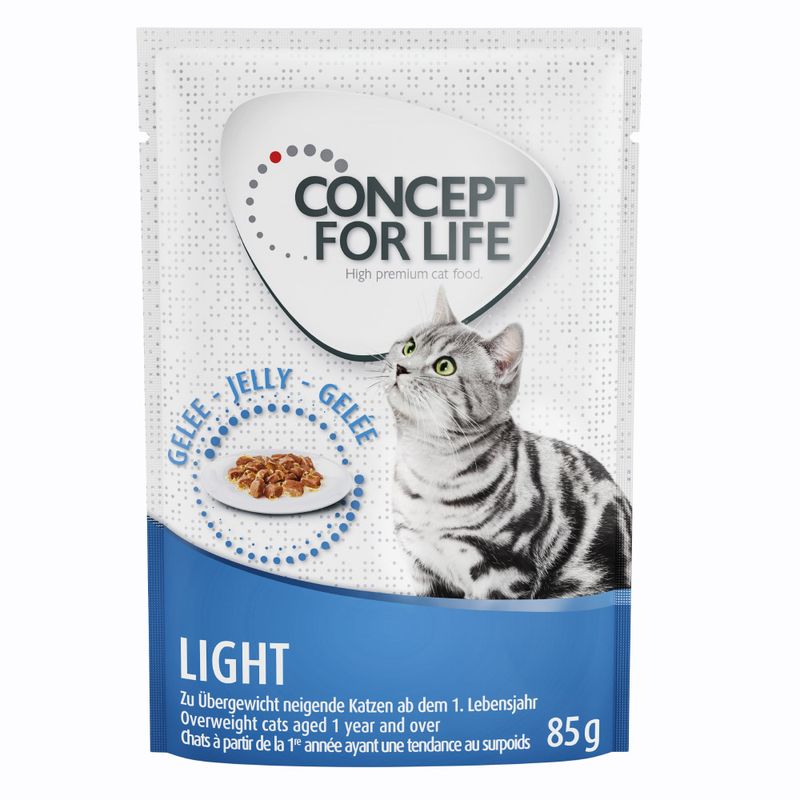 Concept for Life Light Jelly, cat food for overweight cats from 1 year, 85g pack.