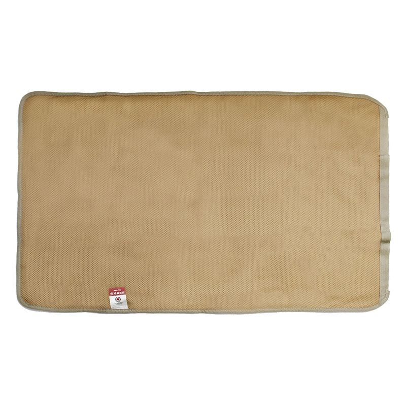Beige mat with textured surface and small label at bottom left, featuring a red logo and text: 'Kühlmatte für Haustiere'.