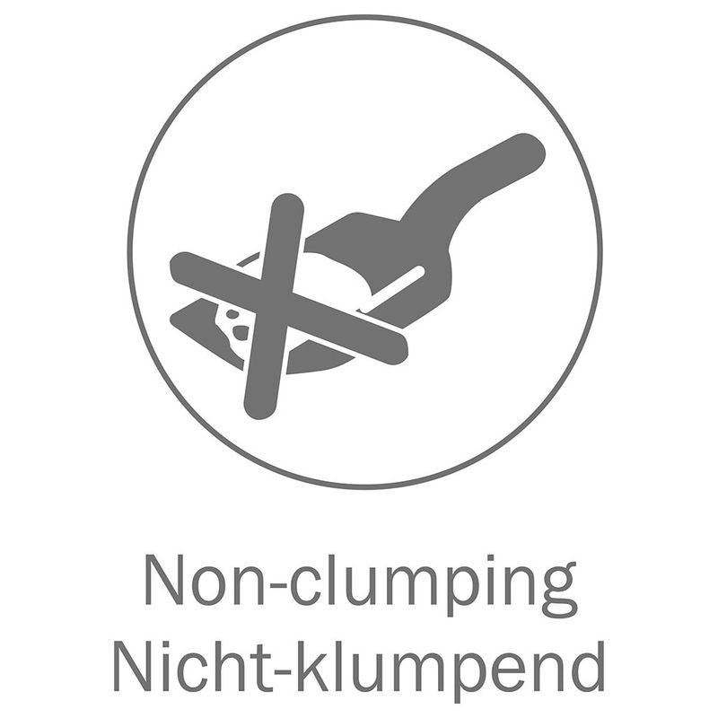 Symbol for non-clumping with text: Non-clumping, Nicht-klumpend.