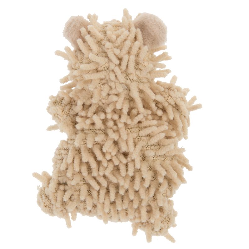 Beige plush toy with textured surface and two small ears, suitable for pets.