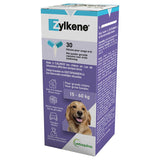 Zylkene, 30 capsules for oral use. Helps large dogs (15-60 kg) relax in difficult situations, e.g. loud noises, travel or vet visits.