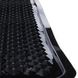 Black mat with non-slip, pyramid-shaped studs and raised edge. Suitable for secure grip and protection against dirt.