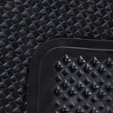 Black rubber mat with pyramid-shaped structure, suitable for non-slip surfaces.