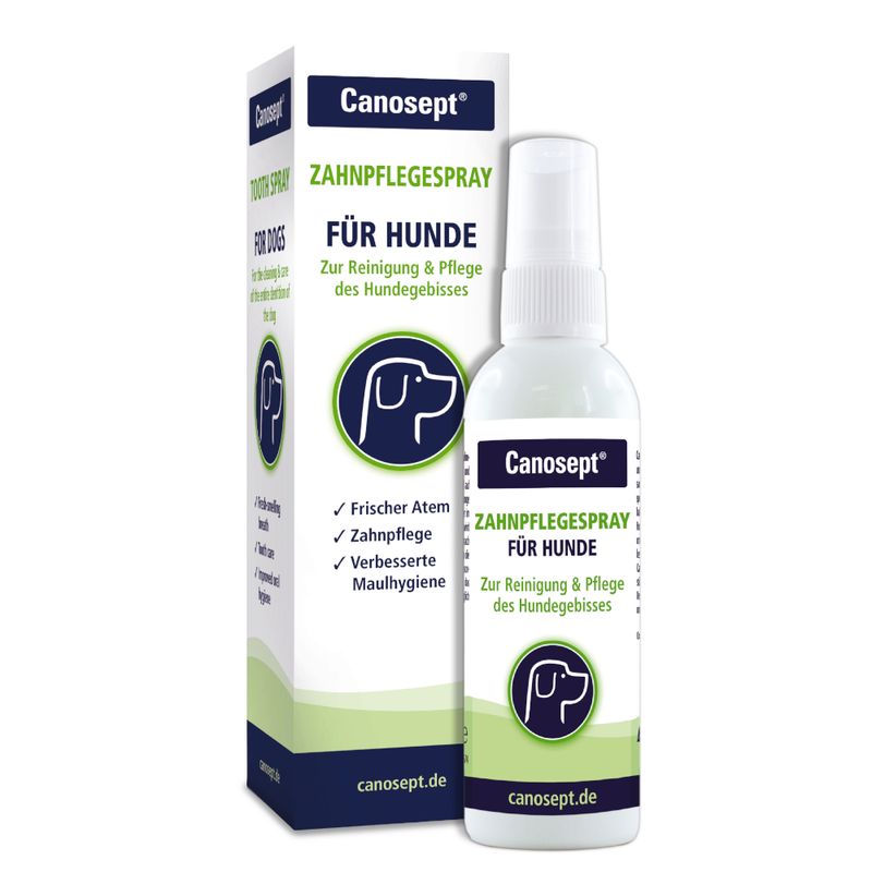 Canosept dental care spray for dogs. For cleaning and care of dogs' teeth. Fresh breath, dental care, improved oral hygiene.