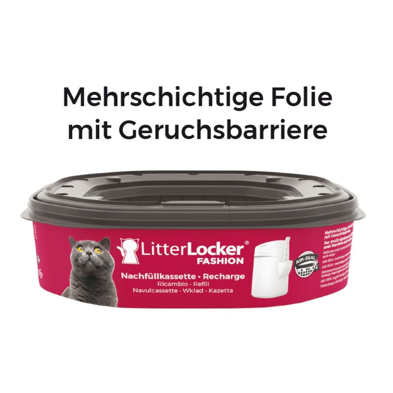 LitterLocker Fashion refill cassette with multi-layer film and odour barrier. Suitable for cat litter disposal systems.
