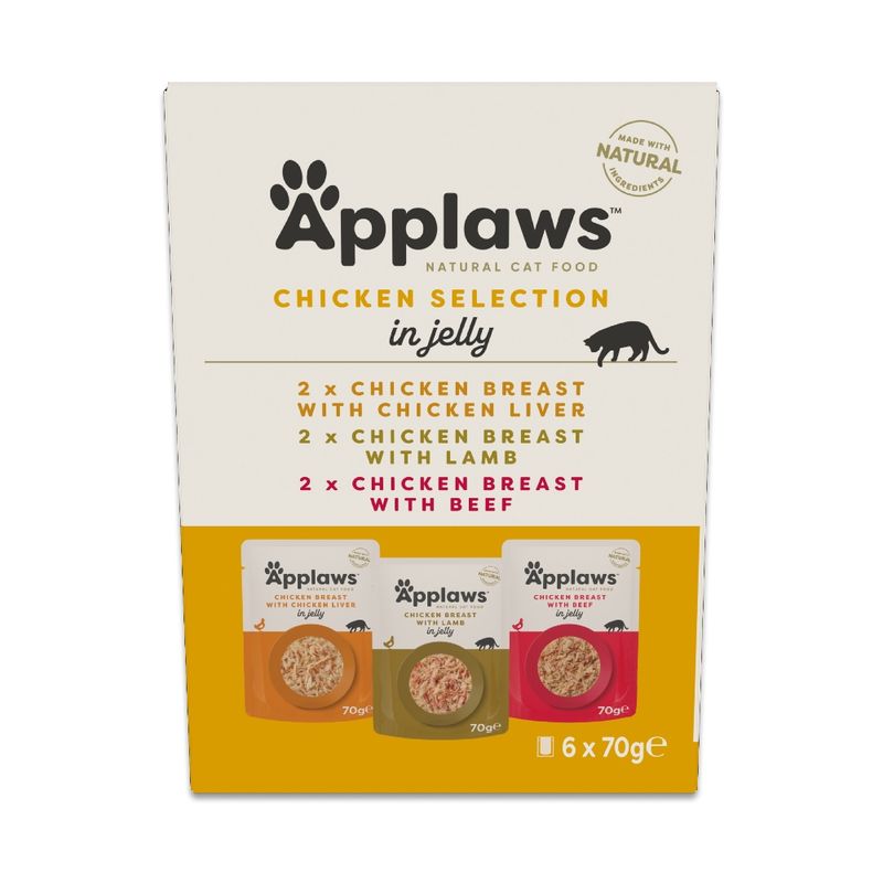 Applaws Adult Mixed Pack Cat Pouches in Jelly Saver Pack 48 x 70g