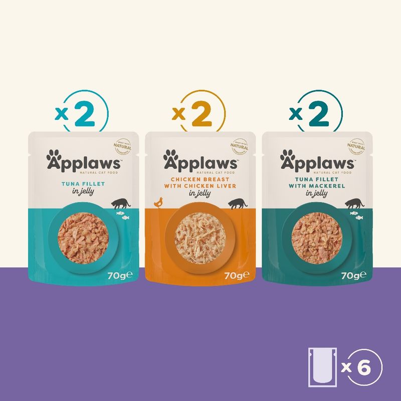 Applaws Adult Mixed Pack Cat Pouches in Jelly Saver Pack 48 x 70g