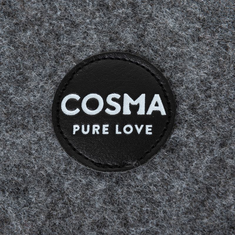 Cosma Pure Love. Brand logo on grey felt.